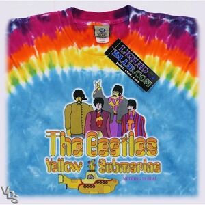 VTG NOS Liquid Blue The Beatles Yellow Submarine Tie-Dye T-Shirt XL ~ 2005 NWT‎
